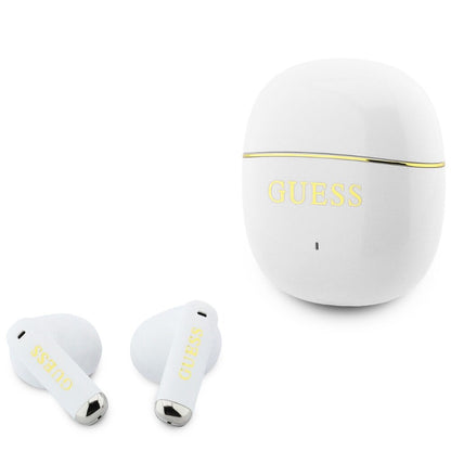 Handsfree Bluetooth Guess Glossy Gold Line Classic, TWS, Bijela