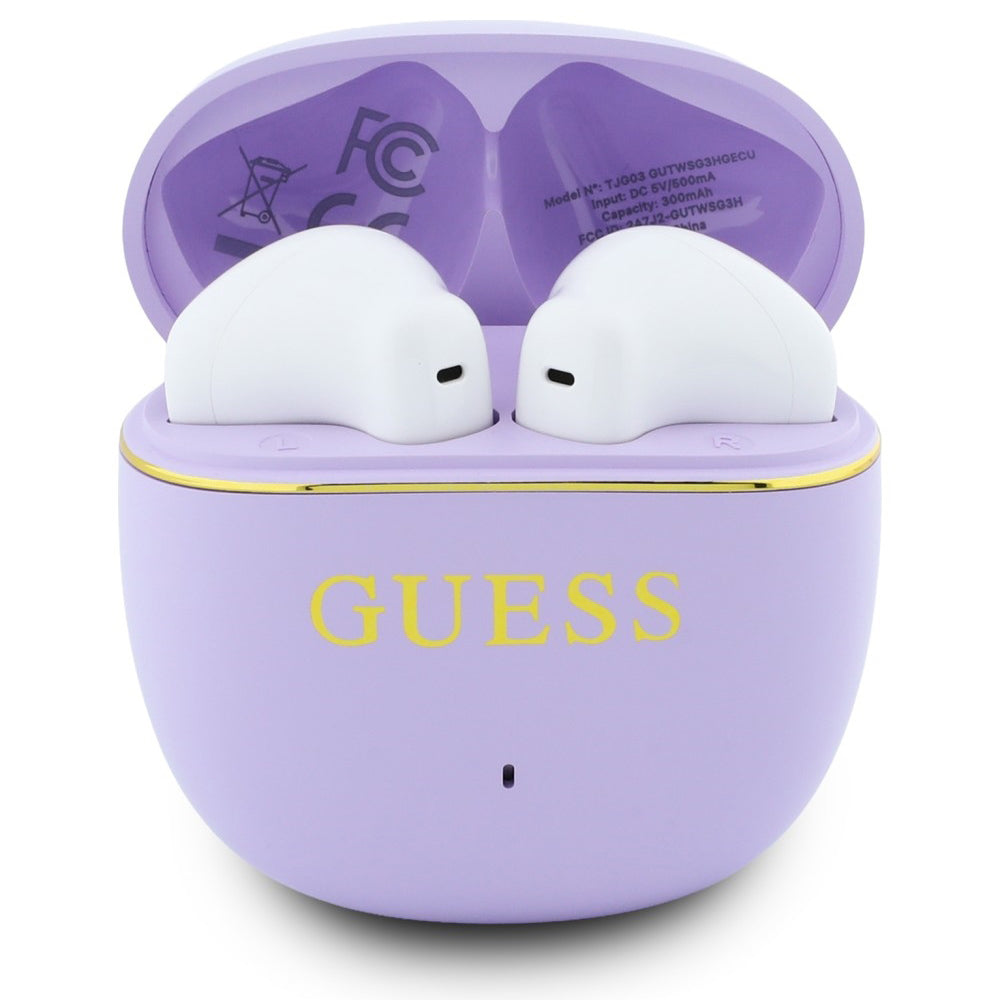 Handsfree Bluetooth Guess Glossy Gold Line Classic, TWS, Ljubičasta