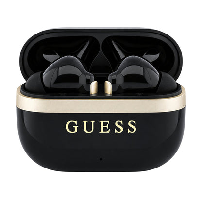 Bluetooth slušalice Guess Glossy Gold Line Printed Classic Logo, TWS, crne