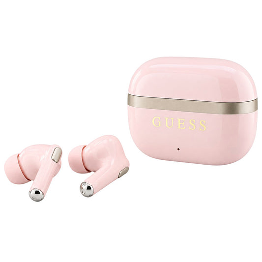 Bluetooth handsfree Guess Glossy Gold Line Printed Classic Logo, TWS, ružičaste boje