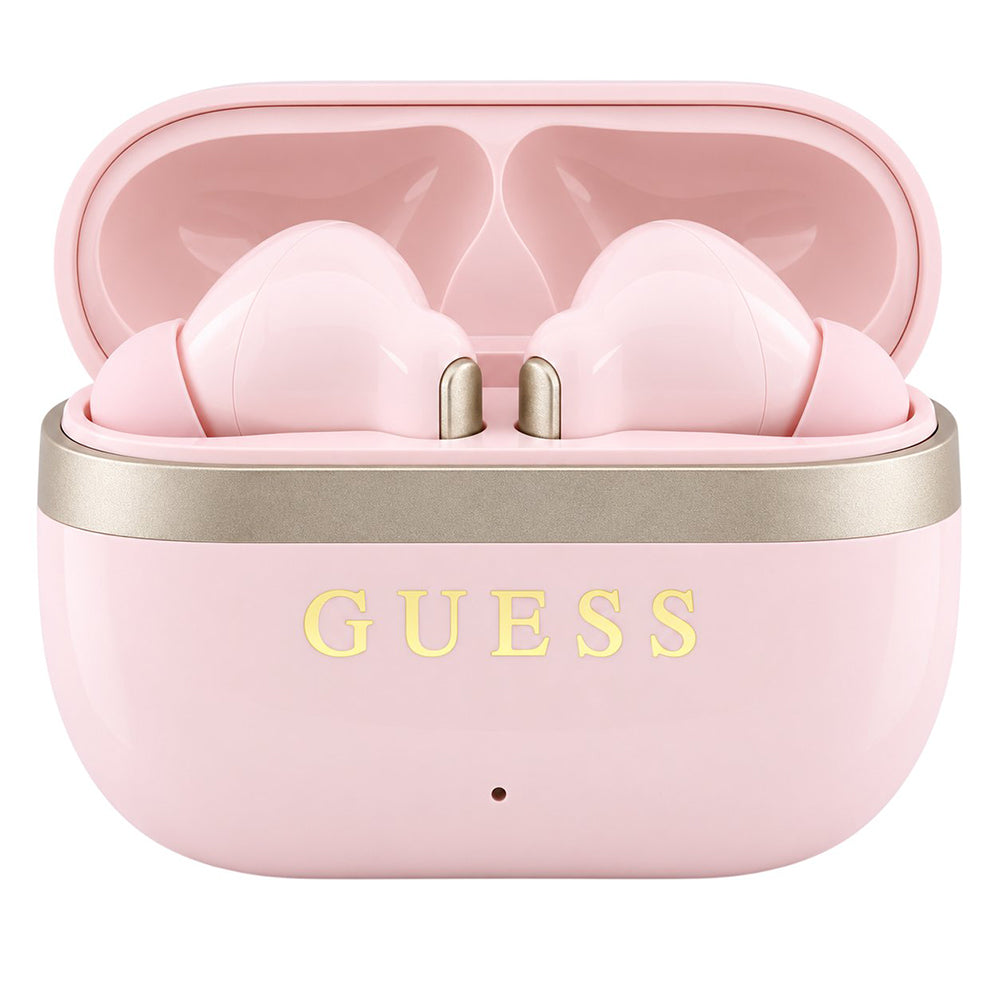 Bluetooth handsfree Guess Glossy Gold Line Printed Classic Logo, TWS, ružičaste boje