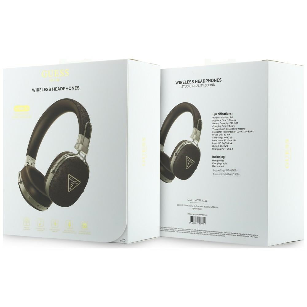 Handsfree Bluetooth Guess Grained Triangle Logo, A2DP, Smeđa