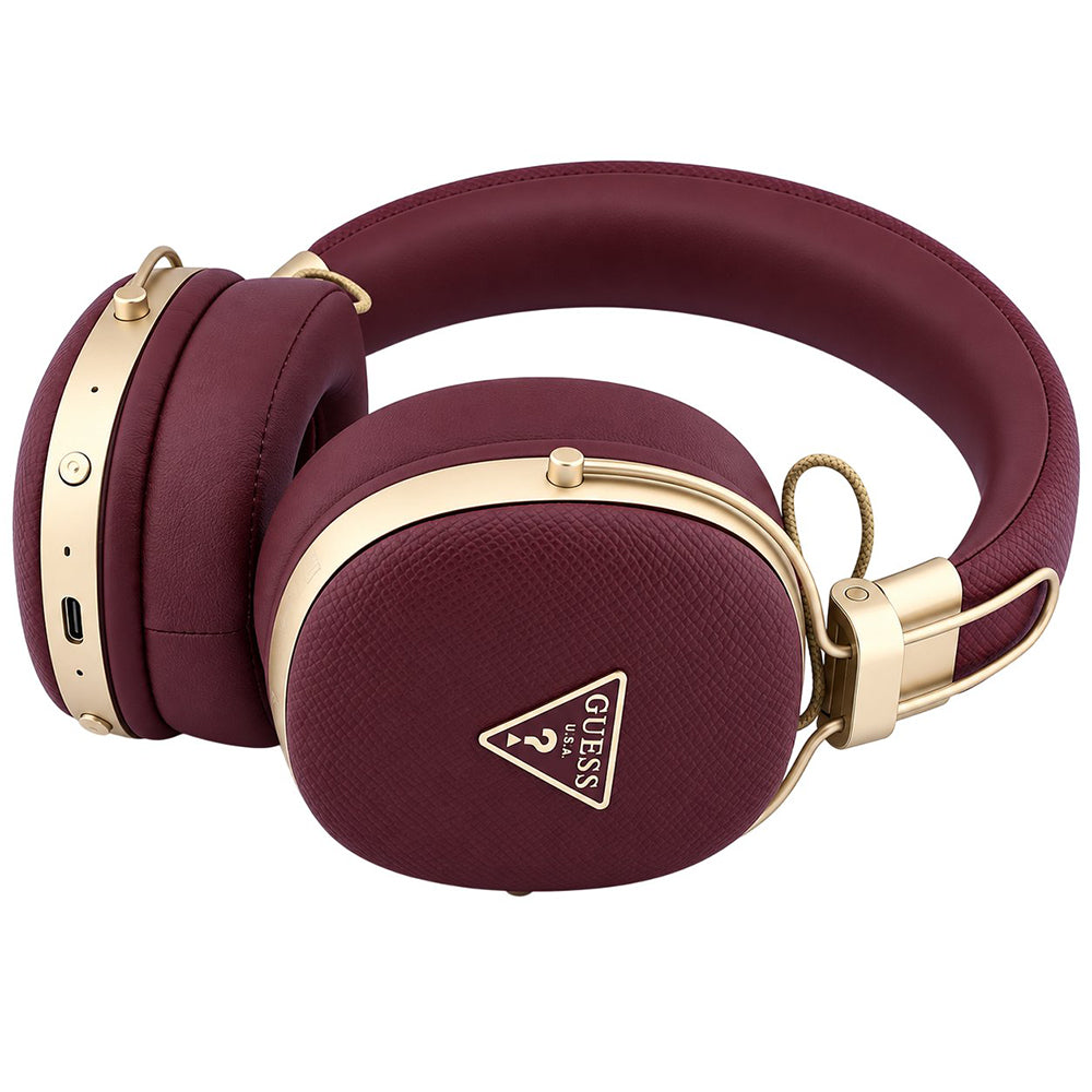 Bluetooth slušalice Guess Grained Triangle Logo, A2DP, bordo