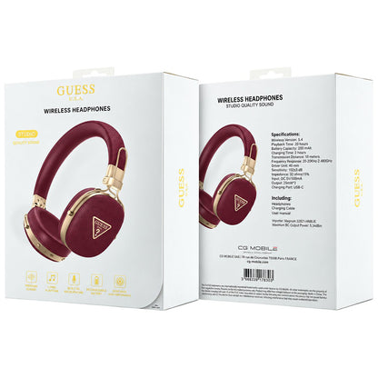 Bluetooth slušalice Guess Grained Triangle Logo, A2DP, bordo