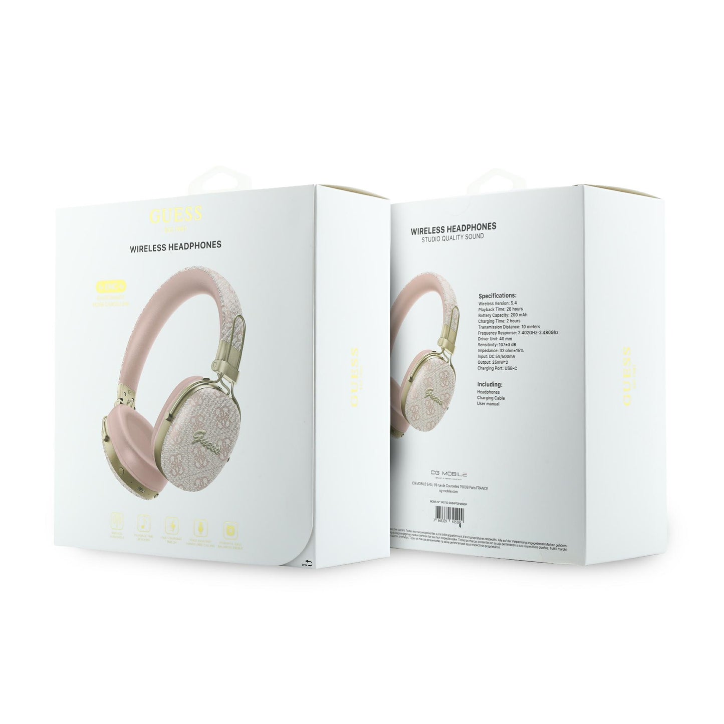 Handsfree Bluetooth Guess Metal 4G Script Logo, A2DP, Roza