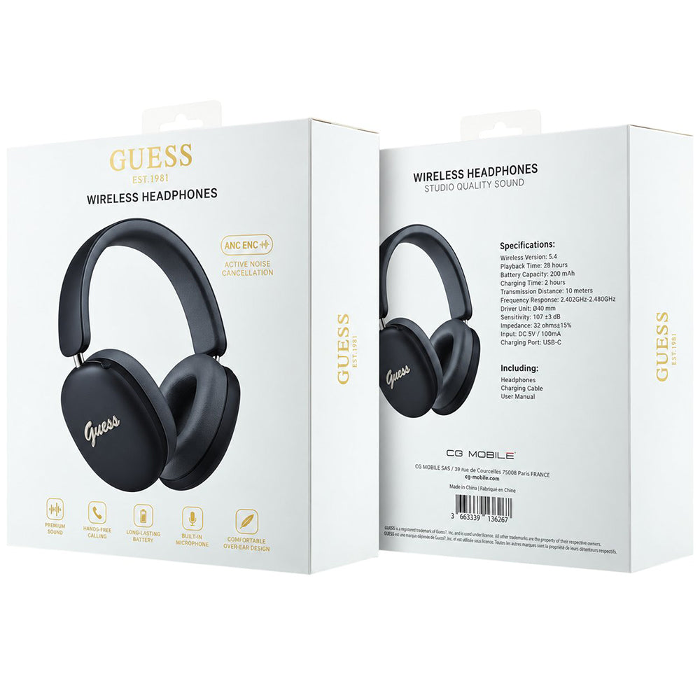 Bluetooth handsfree Guess Metal Script Logo, A2DP, crne boje