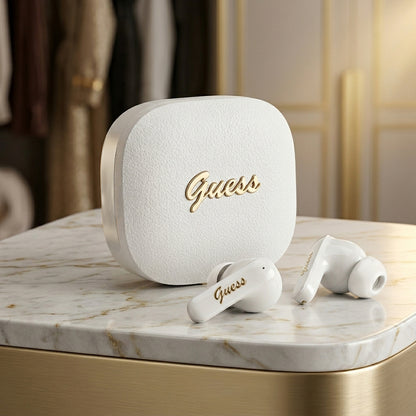 Handsfree Bluetooth Guess Script Metal Logo, TWS, Bijela