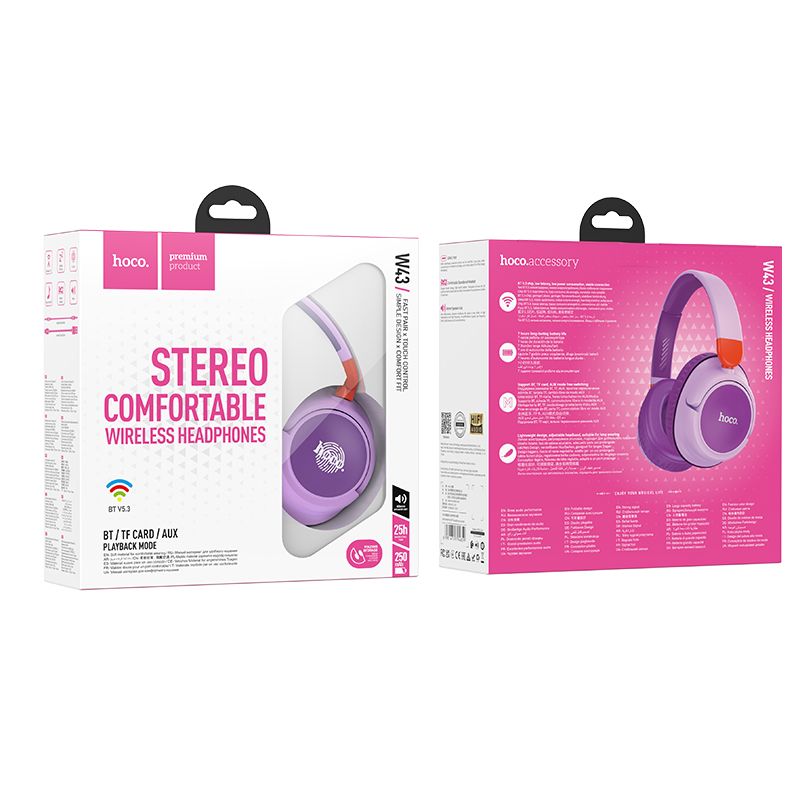 Handsfree Bluetooth HOCO Adventure W43, A2DP, Ljubičasta