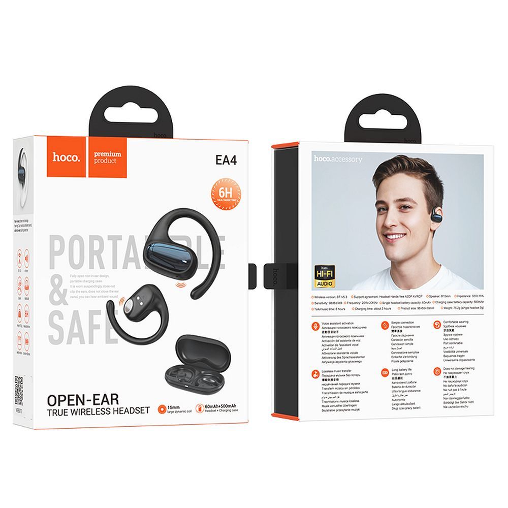 Handsfree Bluetooth HOCO EA4, TWS, Crni