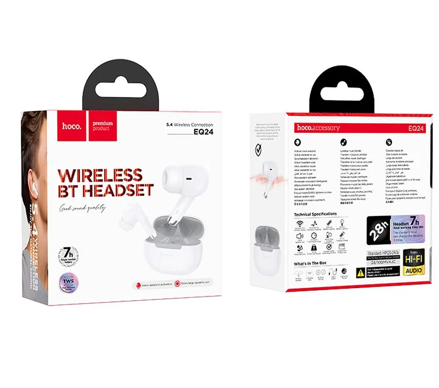 Handsfree Bluetooth HOCO EQ24, TWS, Bijela