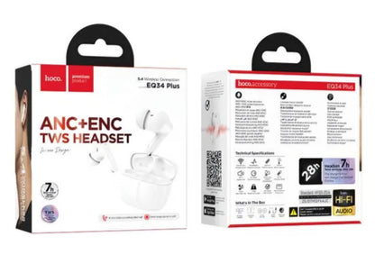 Handsfree Bluetooth HOCO EQ34 Plus, TWS, ANC, Bijela