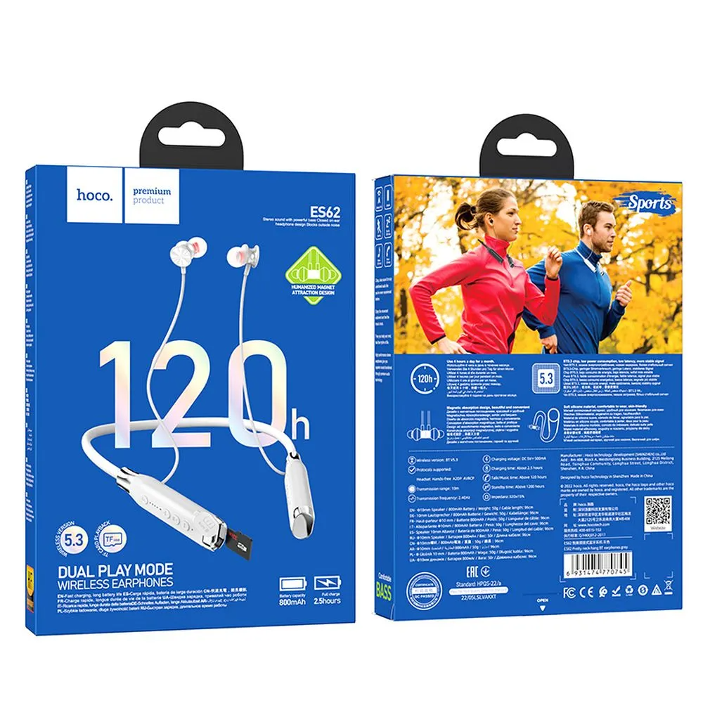 Handsfree Bluetooth HOCO ES62, A2DP, Sivi