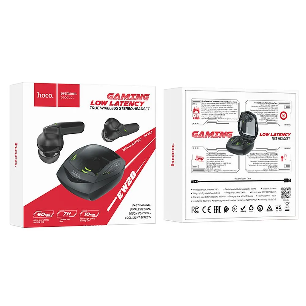 Handsfree Bluetooth HOCO EW28, TWS, Crna