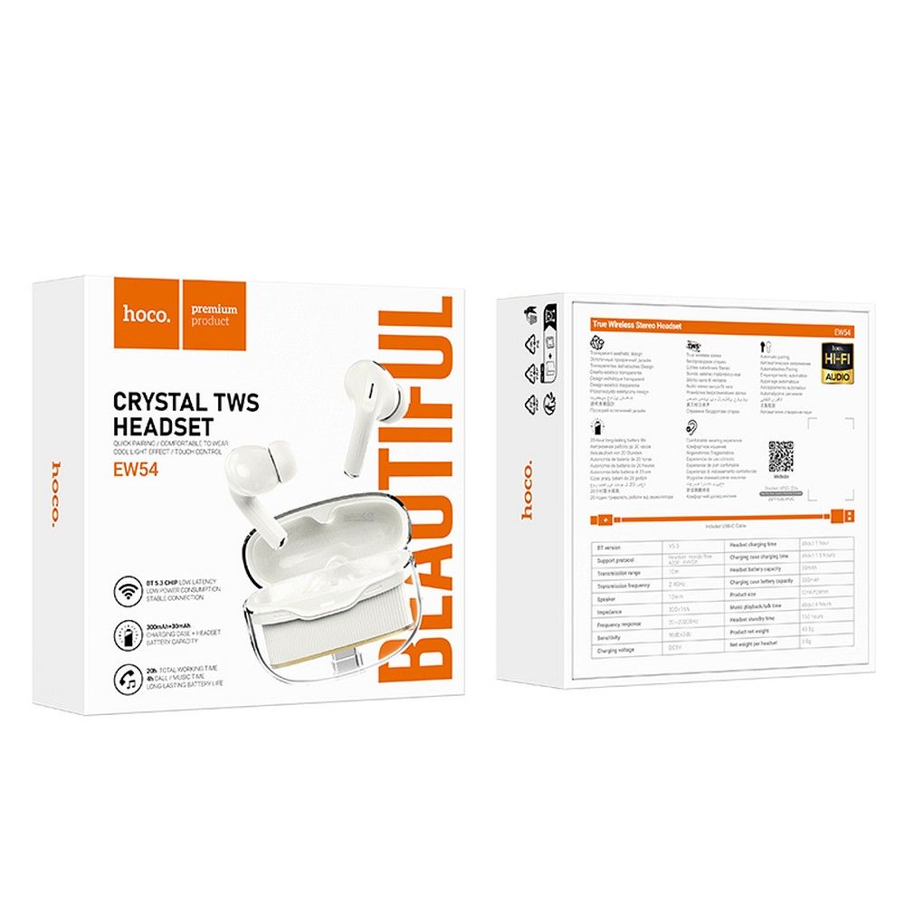 Handsfree Bluetooth HOCO EW54, TWS, Bijela (Milky White)