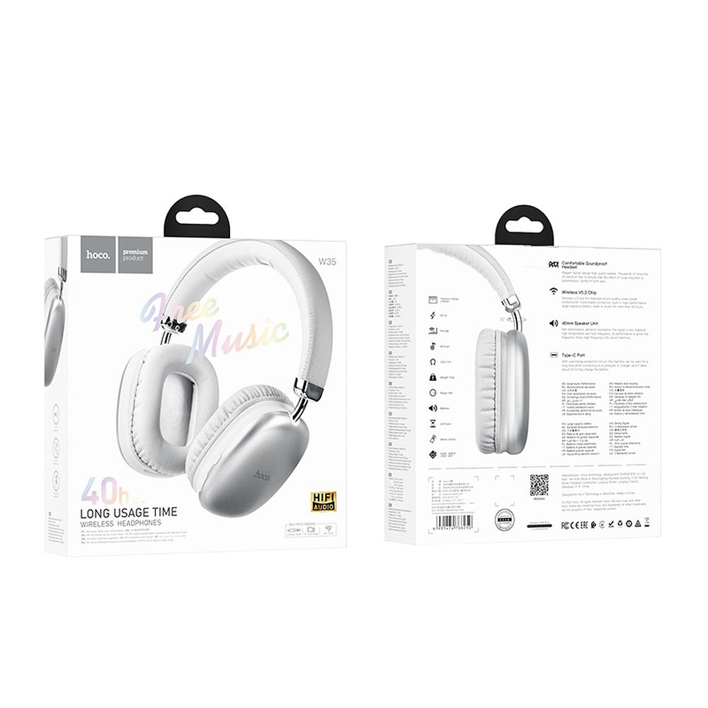 Handsfree Bluetooth HOCO W35, A2DP, Srebrni
