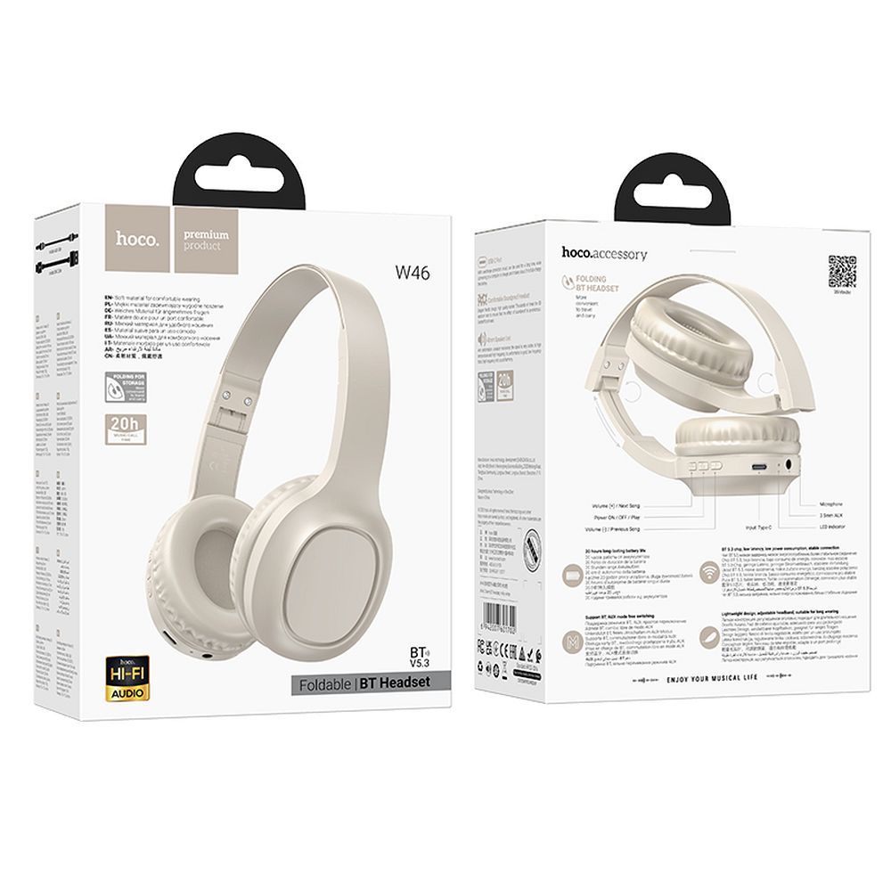 Handsfree Bluetooth HOCO W46, A2DP, Bijeli
