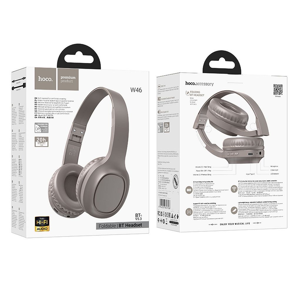 Handsfree Bluetooth HOCO W46, A2DP, Smeđa