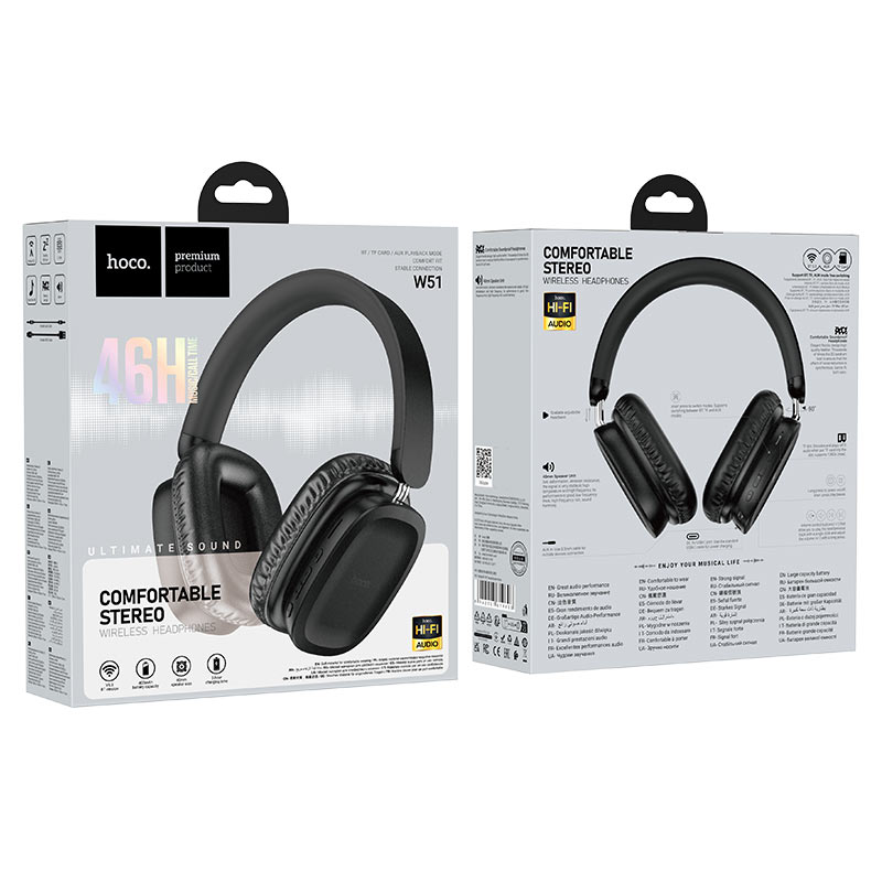 Handsfree Bluetooth HOCO W51 Delightful, A2DP, Crni