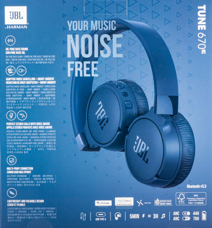 Handsfree Bluetooth JBL Tune 670NC, MultiPoint, A2DP, ANC, Plavi JBLT670NCBLUAP