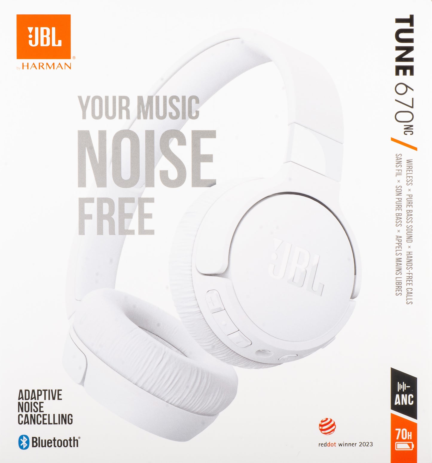 Handsfree Bluetooth JBL Tune 670NC, MultiPoint, A2DP, ANC, Bijeli JBLT670NCWHTAP