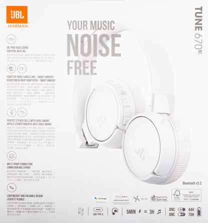 Handsfree Bluetooth JBL Tune 670NC, MultiPoint, A2DP, ANC, Bijeli JBLT670NCWHTAP
