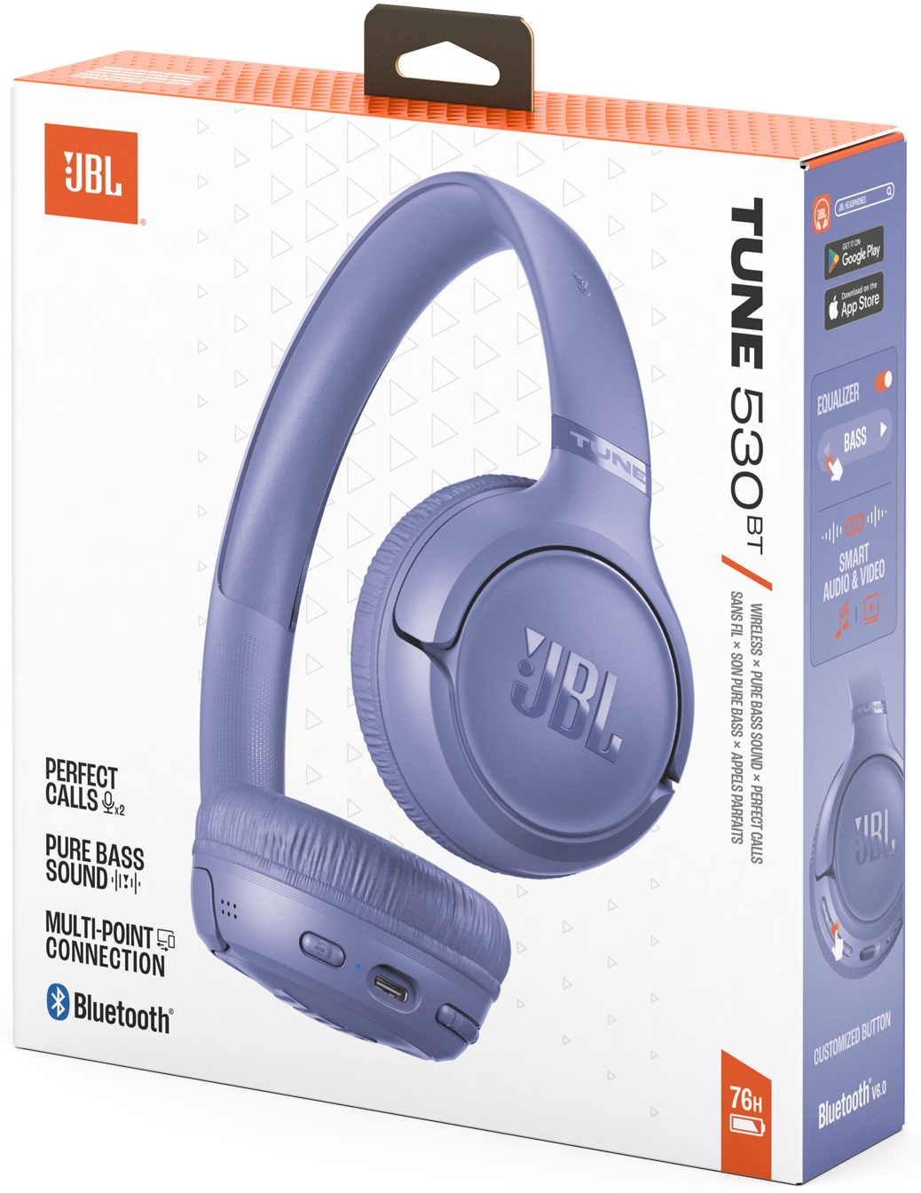 Handsfree Bluetooth JBL Tune 530BT, MultiPoint, A2DP, Ljubičasta