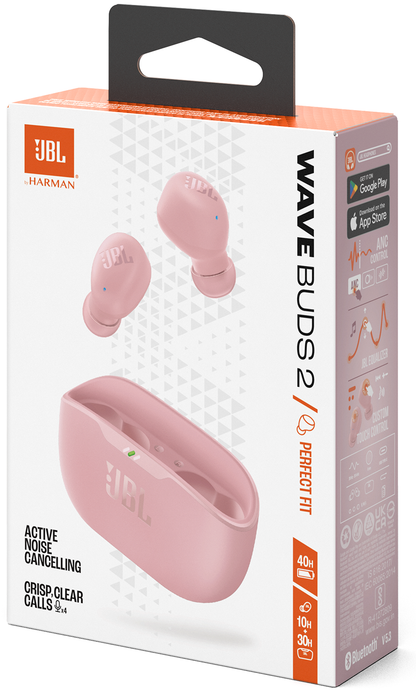 Handsfree Bluetooth JBL Wave Buds 2, TWS, ANC, MultiPoint, Roza JBLWBUDS2PIK