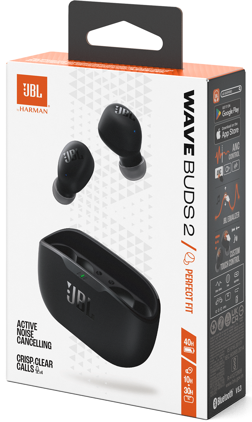 Handsfree Bluetooth JBL Wave Buds 2, TWS, ANC, MultiPoint, Crni JBLWBUDS2BLK