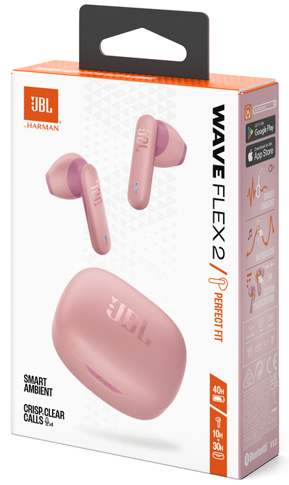 Handsfree Bluetooth JBL Wave Flex 2, TWS, ANC, MultiPoint, Roza JBLWFLEX2PIK