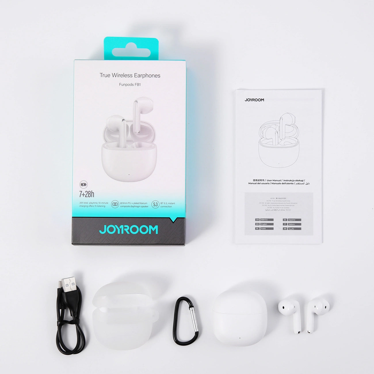 Handsfree Bluetooth Joyroom Funpods JR-FB1 Nova Verzija, TWS, Bijela