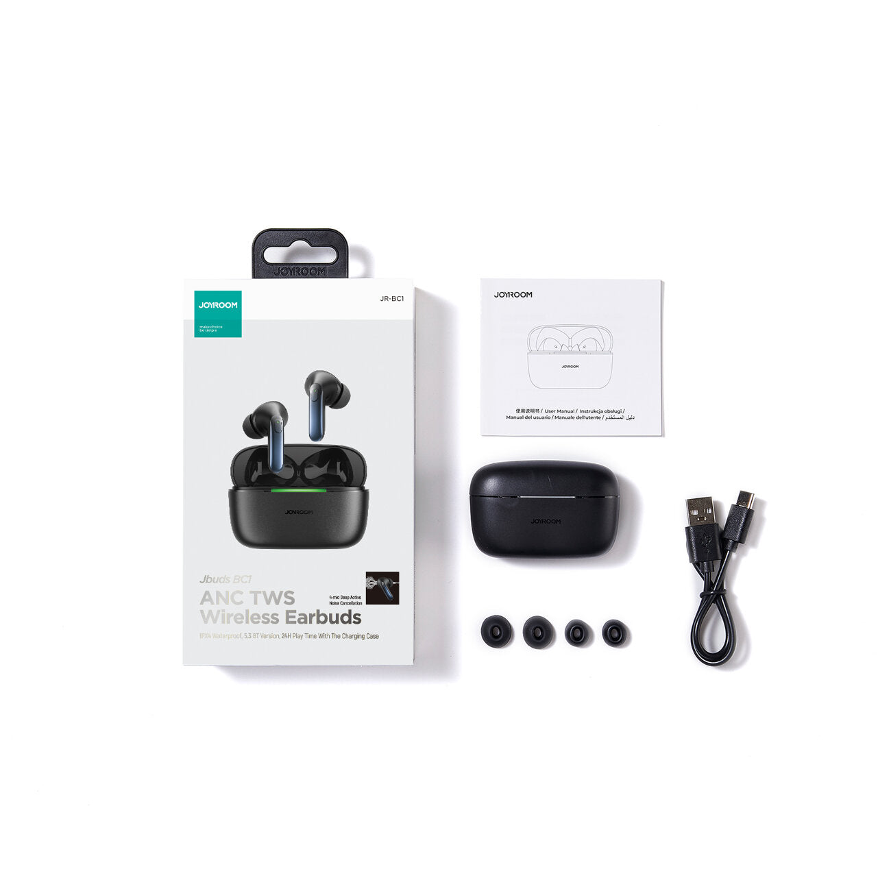 Handsfree Bluetooth Joyroom JR-BC1, TWS, ANC, Crni