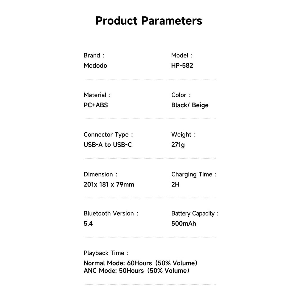 Handsfree Bluetooth McDodo HP-5820 T03, A2DP, ANC, Crni