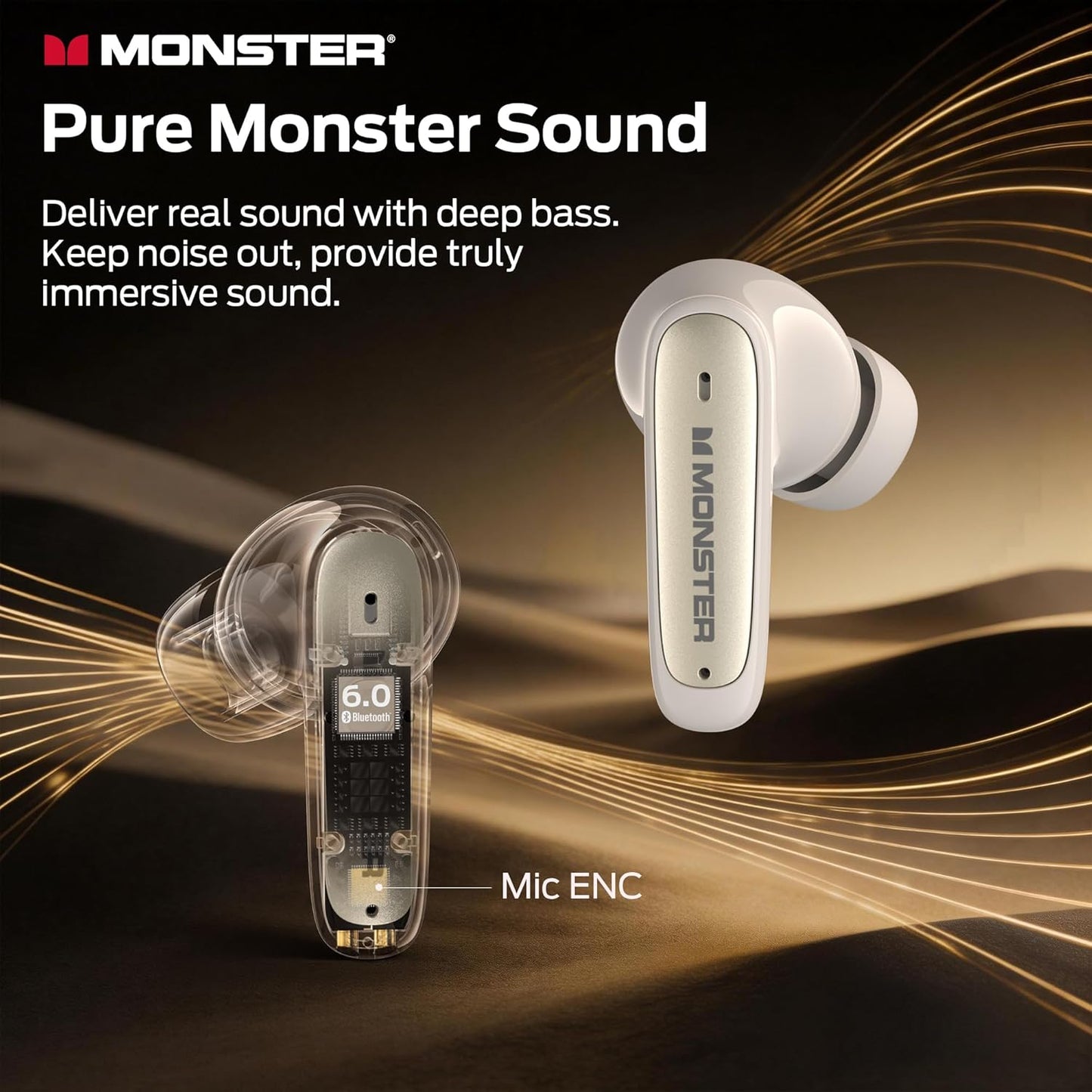 Handsfree Bluetooth Monster N-Lite 310, TWS, Svijetla Krema