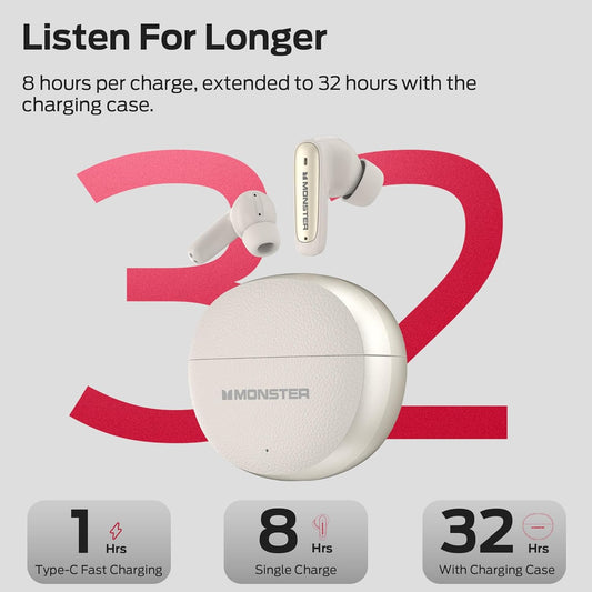 Handsfree Bluetooth Monster N-Lite 310, TWS, Svijetla Krema