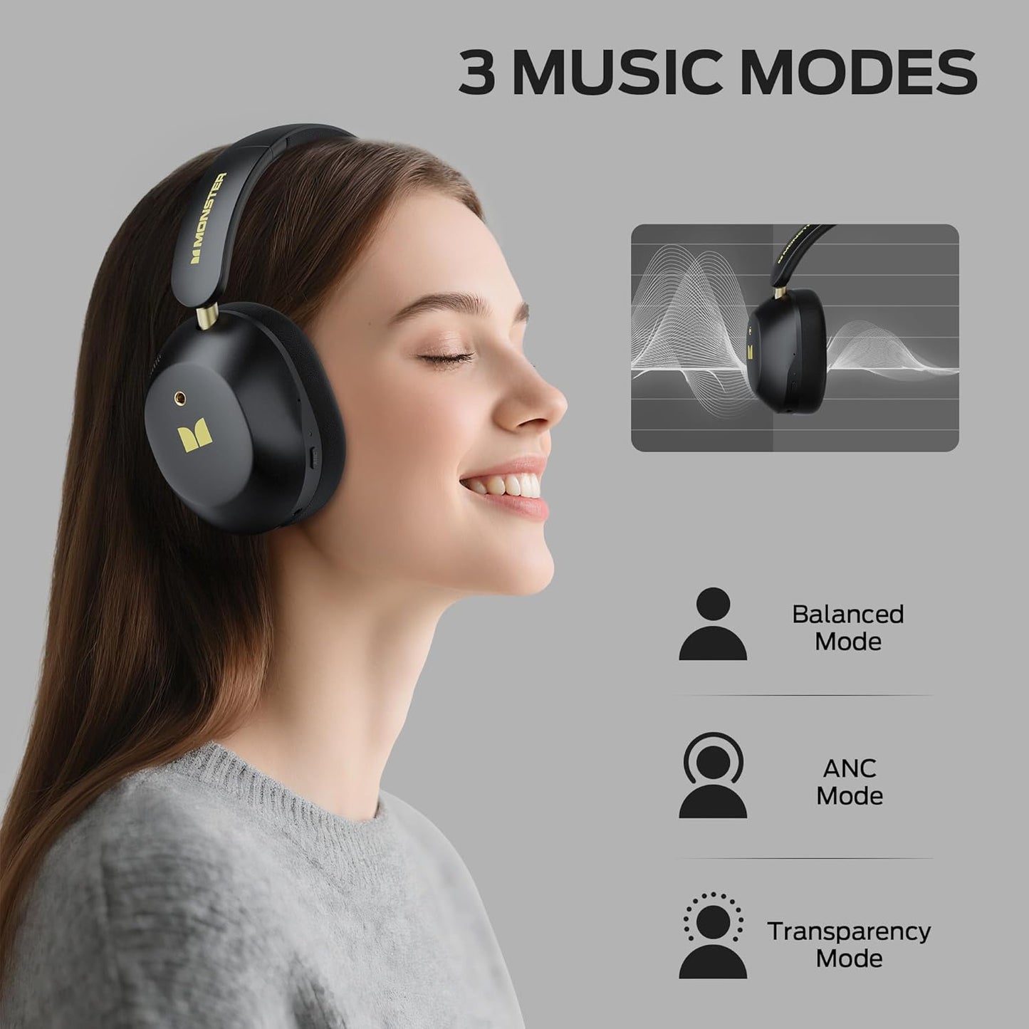 Handsfree Bluetooth Monster Persona 6th, MultiPoint, A2DP, ANC, Crna