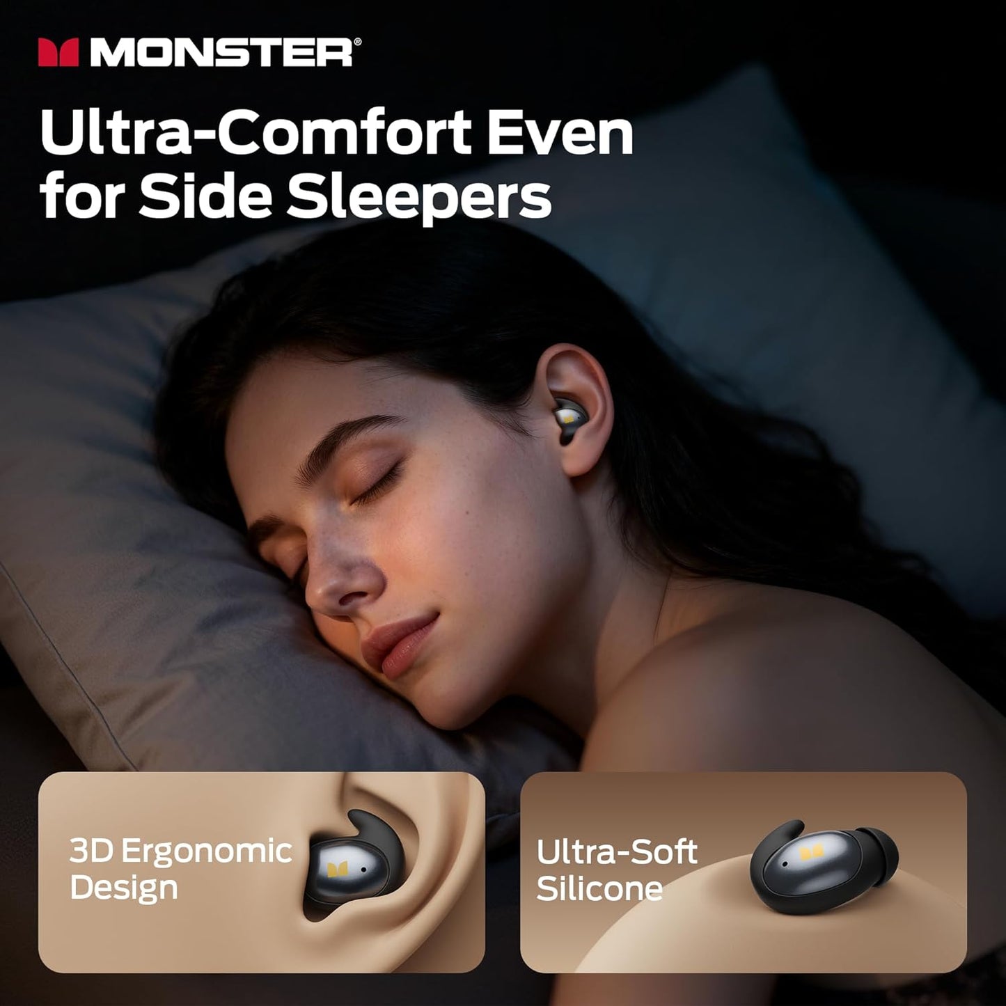 Handsfree Bluetooth Monster Sleep Ear100, TWS, Crna