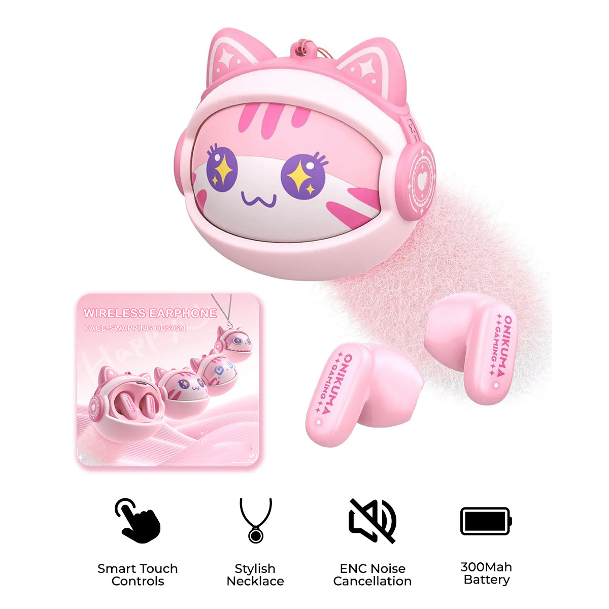 Handsfree Bluetooth Onikuma TX603, TWS, Roza