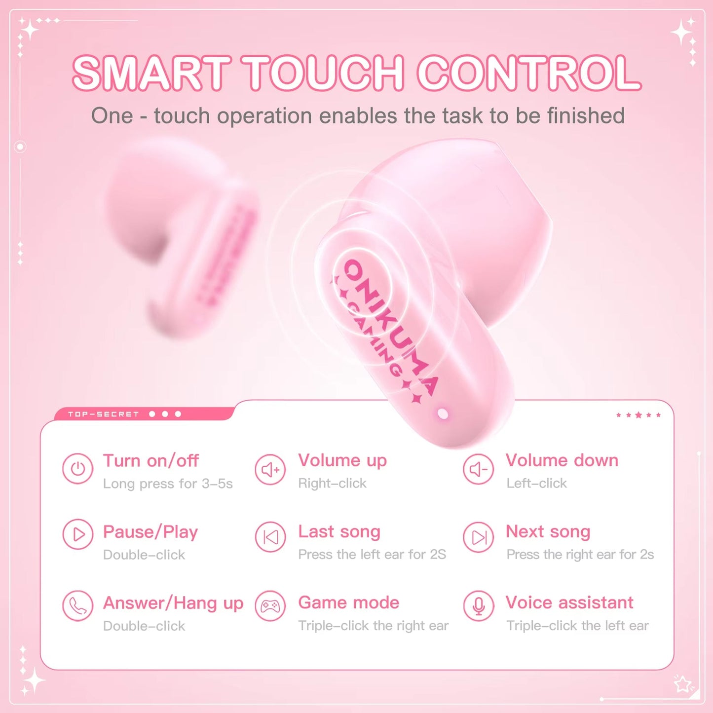 Handsfree Bluetooth Onikuma TX603, TWS, Roza