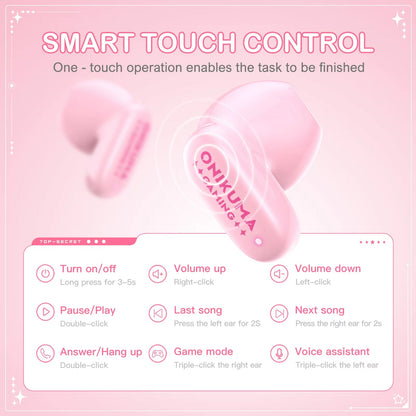 Handsfree Bluetooth Onikuma TX603, TWS, Roza