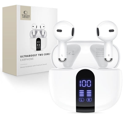 Handsfree Bluetooth Tech-Protect Ultraboost Core G2, TWS, Bijela
