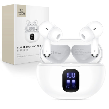 Handsfree Bluetooth Tech-Protect Ultraboost Pro G2, TWS, Bijeli