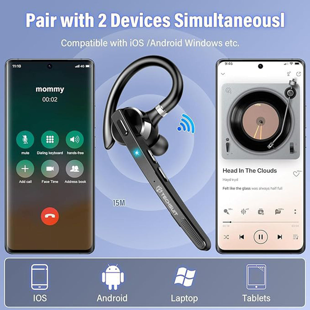 Handsfree Bluetooth Techsuit G9 TalkZen, A2DP, Crni