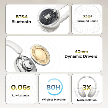 Handsfree Bluetooth UGREEN HiTune Max 2 HP205, MultiPoint, A2DP, ANC, Crni