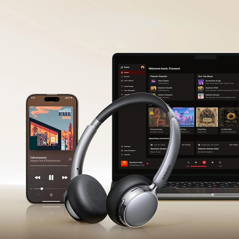 Handsfree Bluetooth UGREEN HiTune Studio Plus HP207, A2DP, ANC, Bež