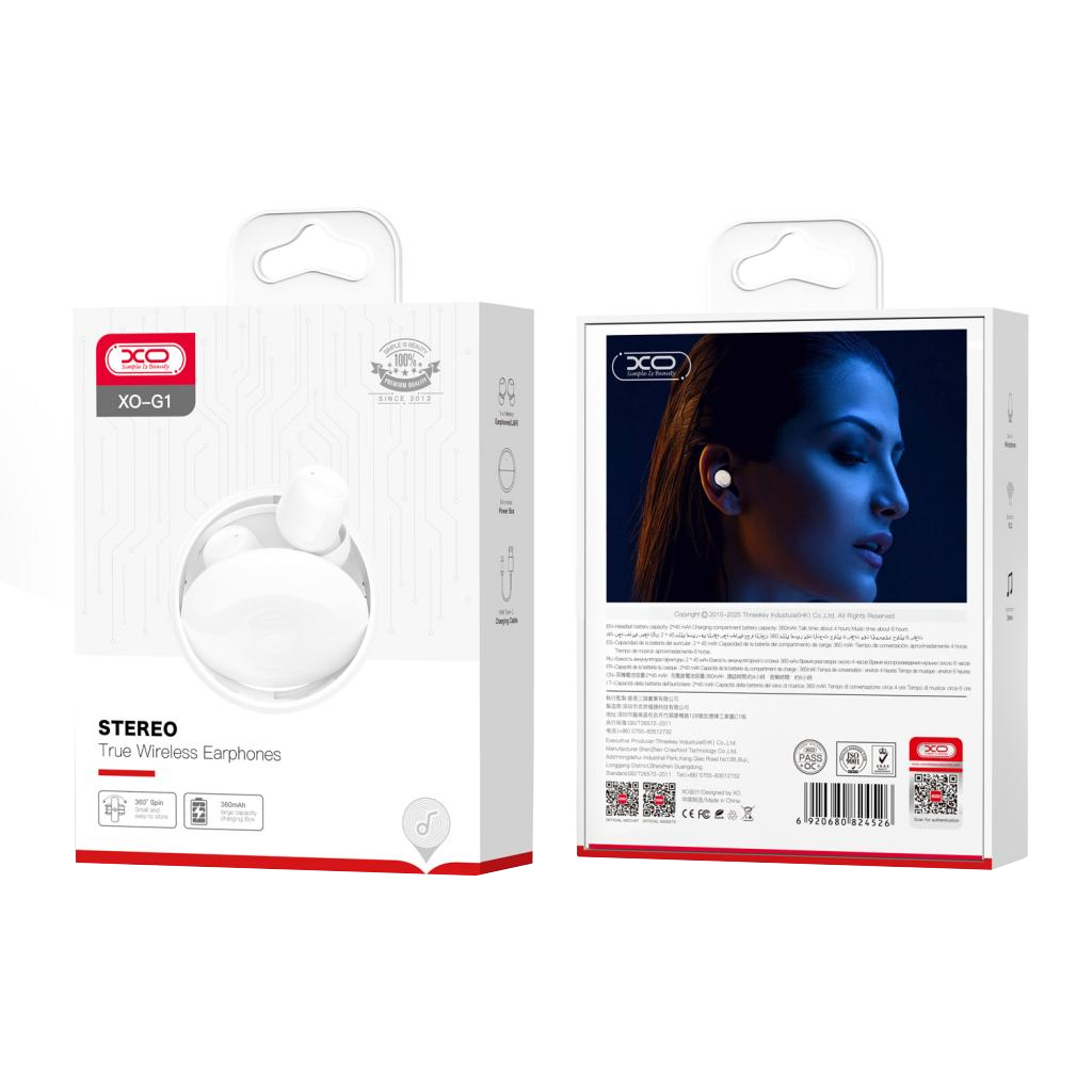 Handsfree Bluetooth XO Design G1, TWS, Bijela