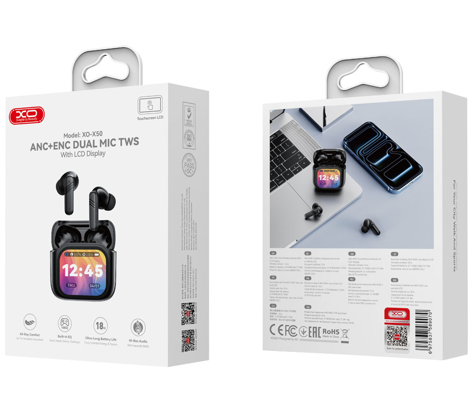 Handsfree Bluetooth XO Design X50, TWS, ANC, Crna