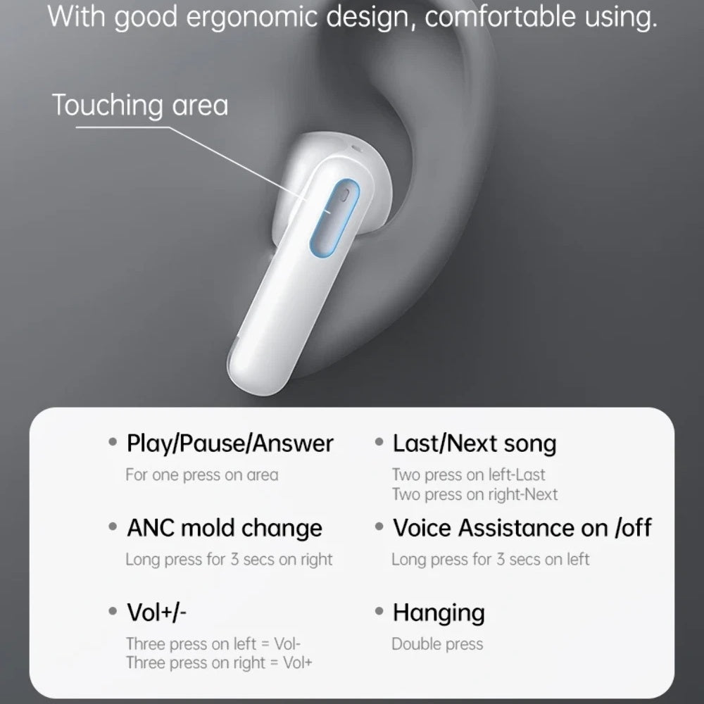 Handsfree Bluetooth Yesido TWS34, TWS, ANC, Bijeli