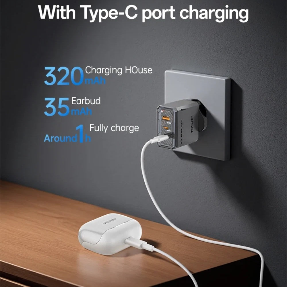 Handsfree Bluetooth Yesido TWS34, TWS, ANC, Bijeli