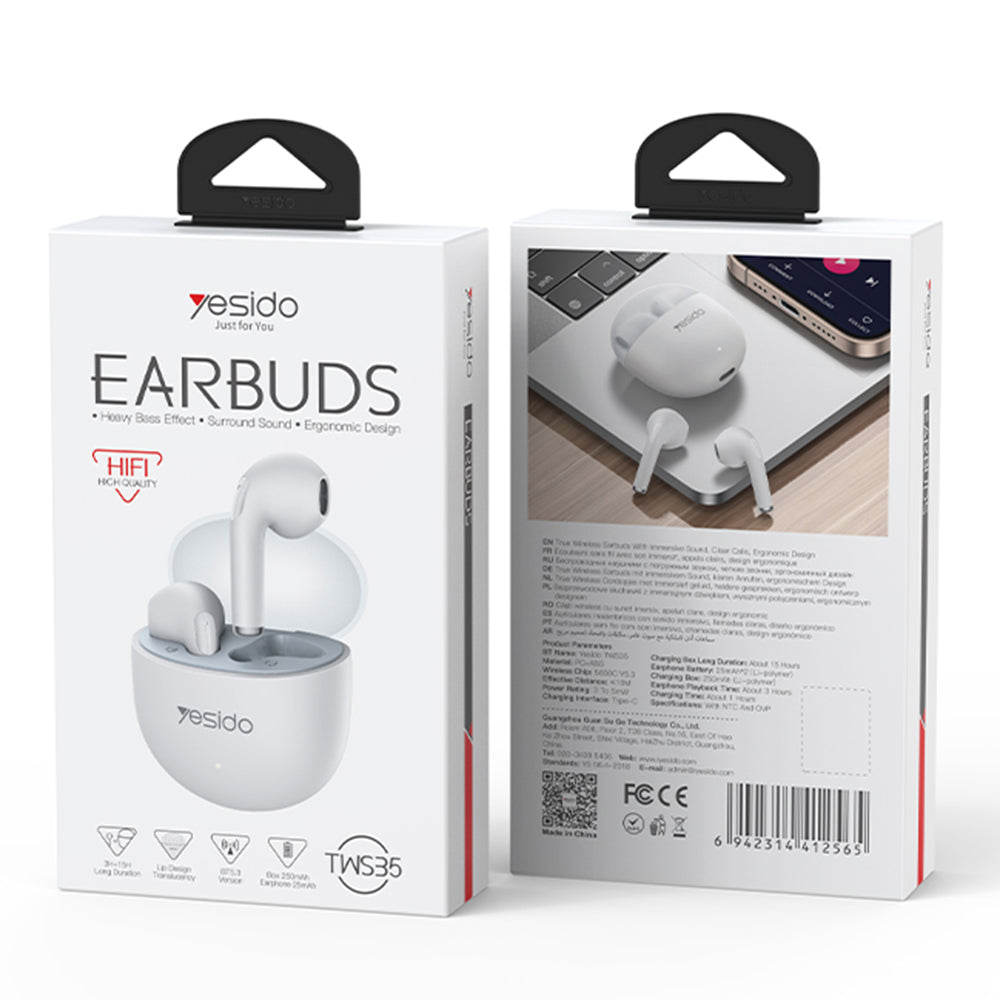 Handsfree Bluetooth Yesido TWS35, TWS, Bijeli