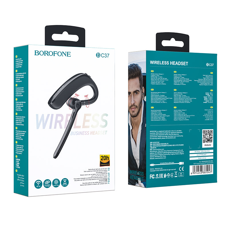 Handsfree Bluetooth Borofone BC37 Imperor, A2DP, Crna